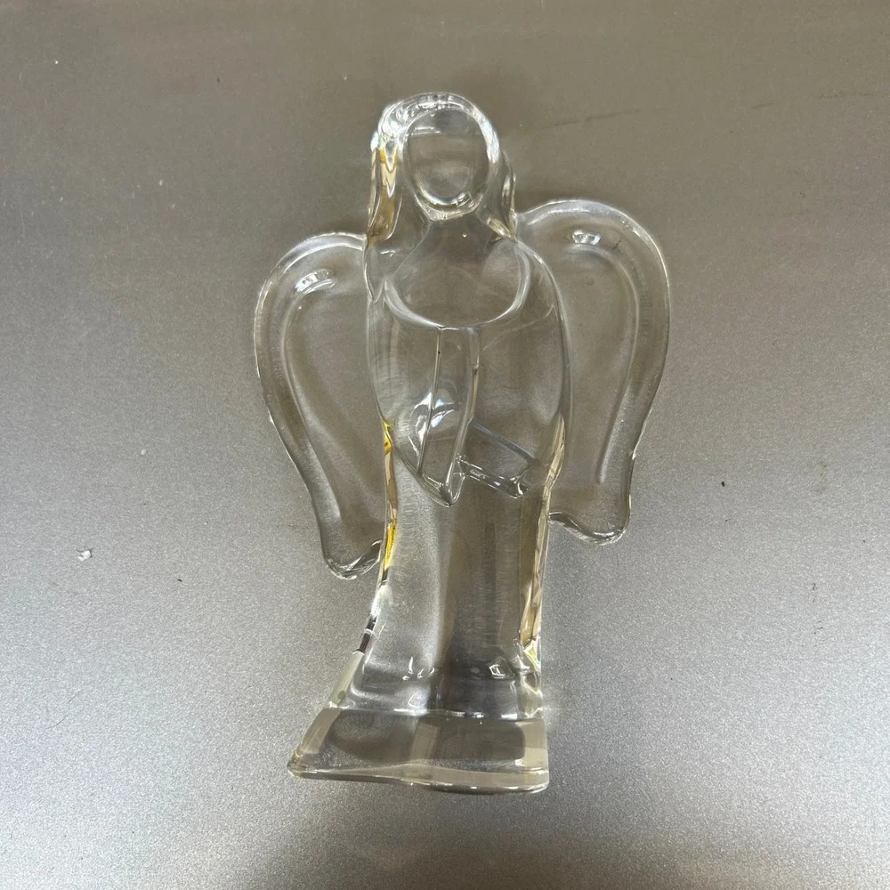 Teleflora Crystal Praying Angel Figurine Clear 24% Lead Bohemian Glass